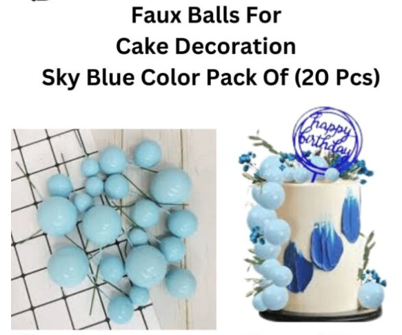 Faux Ball Sky Blue Pack Of (20 Pcs)
