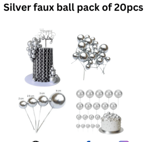 Faux Ball Silver Pack Of 20Pcs