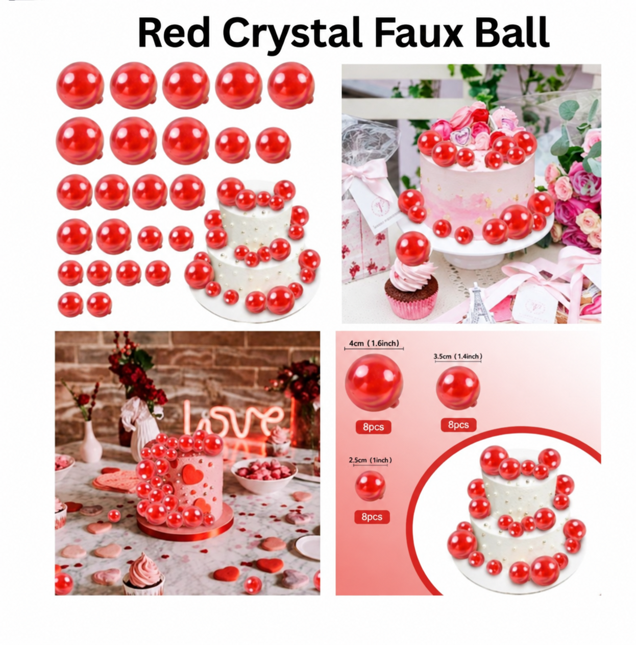 Faux Ball Red Crystal