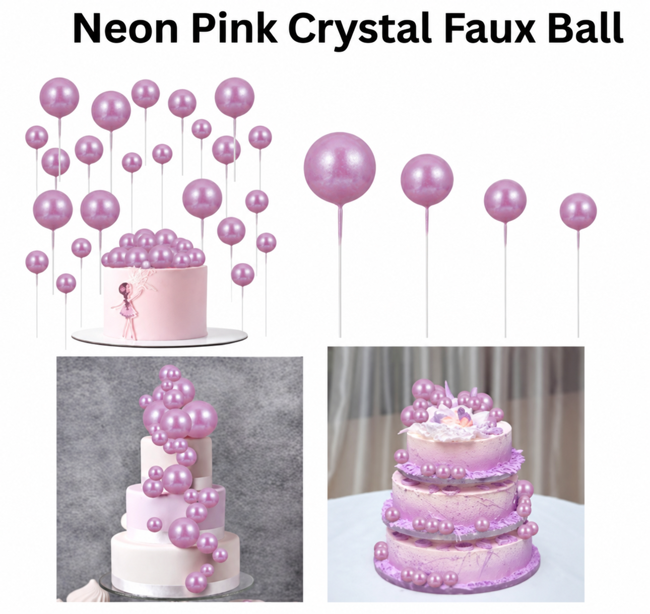Faux Ball Neon Pink Crystal