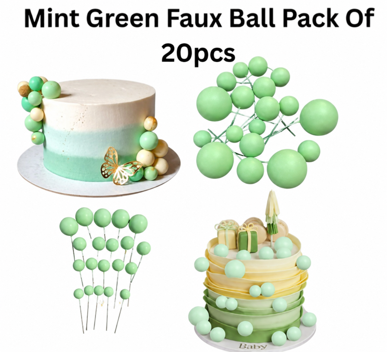 Faux Ball Mint Green Pack Of 20Pcs