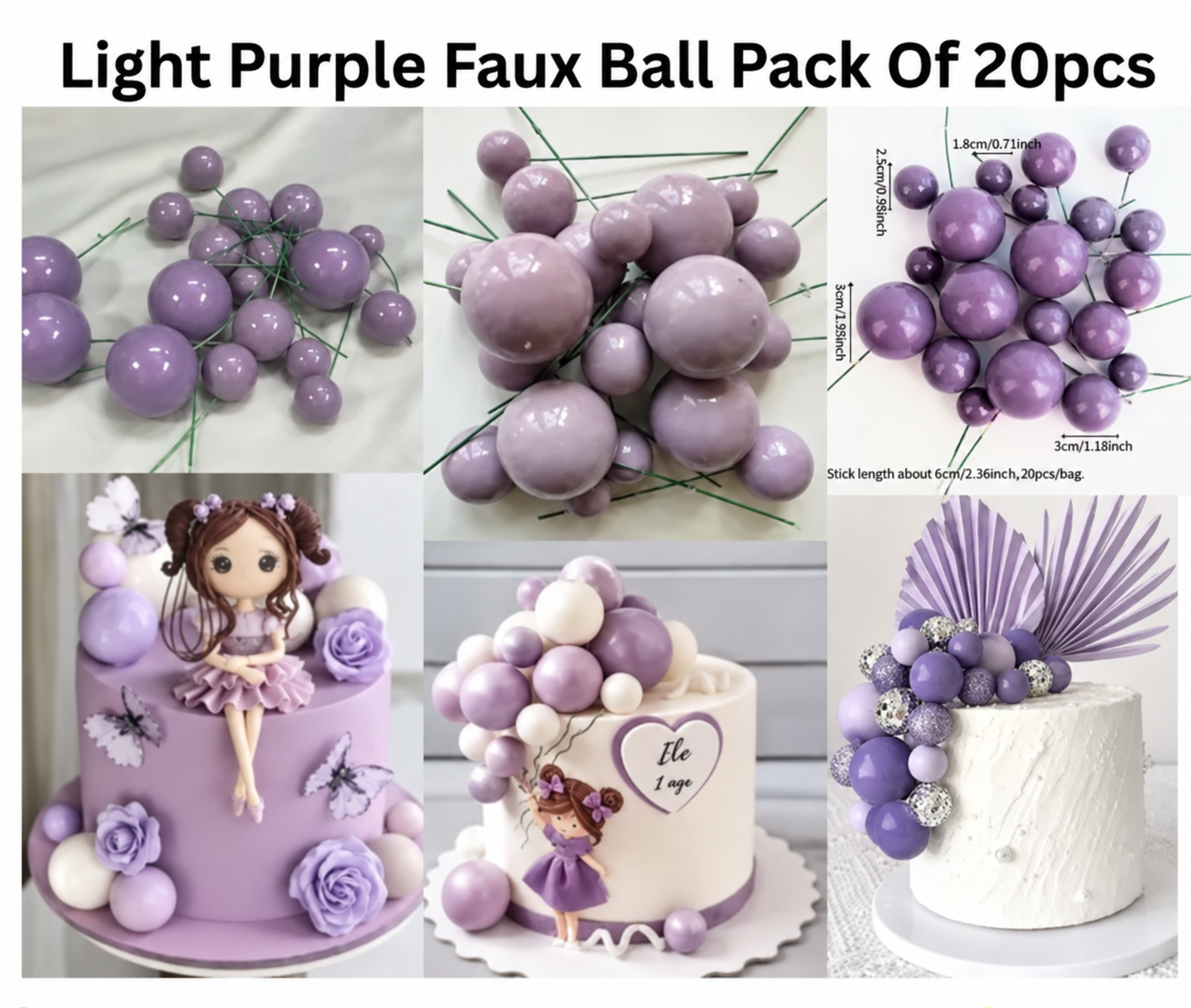 Faux Ball Light Purple Pack Of 20Pcs