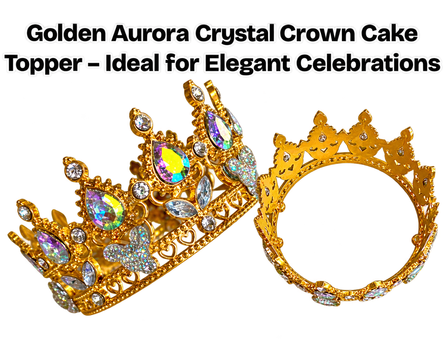 Crown Golden Aurora Crystal Crown Cake Topper