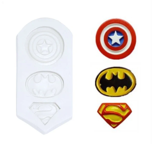 SILICONE MOLD Superhero Logo Silicone Fondant Mold – 3 Cavity