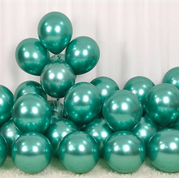Balloons Sea Green Metallic Balloons Pack Of 12Pcs