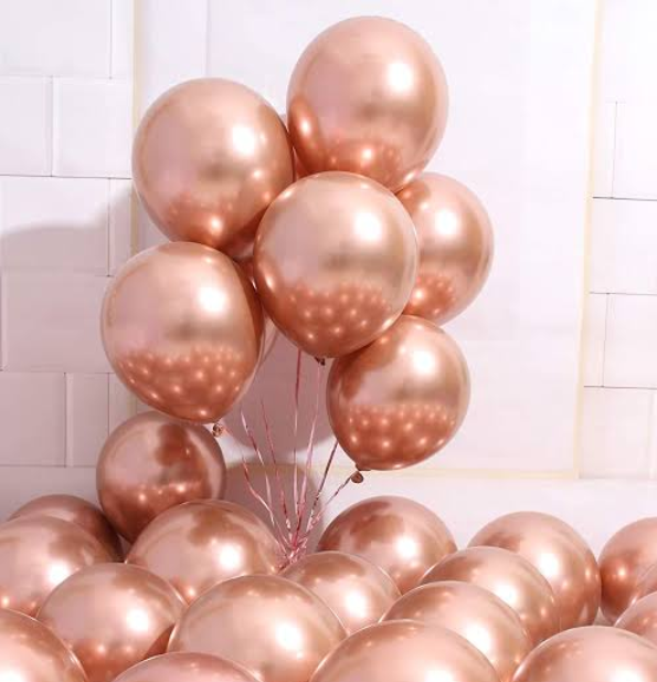 Balloons Rose Gold Metallic Balloons Pack Of 12Pcs