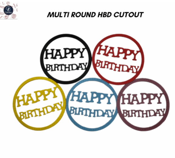 Cutout Topper Multi Round Hbd Cutout Pack Of 5Pcs