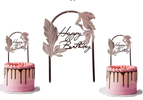 Acrylic Topper Acrylic HBD Cake Leaf Arch Door Dessert Pink