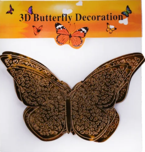 3D Butterfly Decoration Golden Butterfly Pack Of 12Pcs