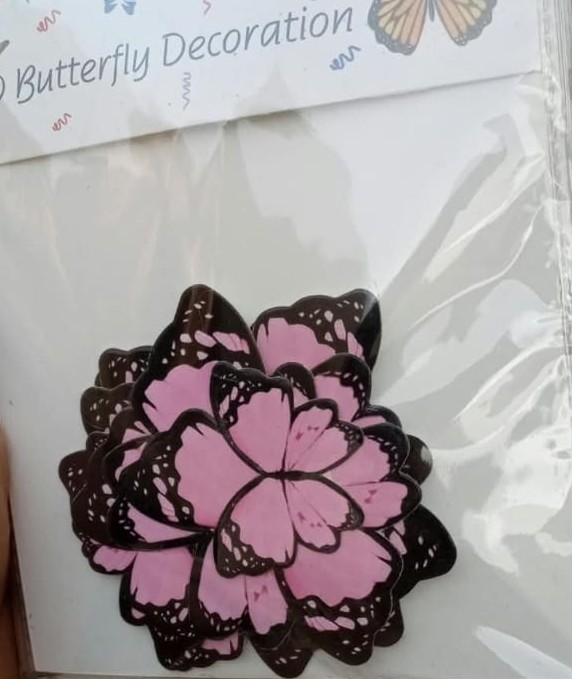 3D Butterfly Decoration Pink & Black